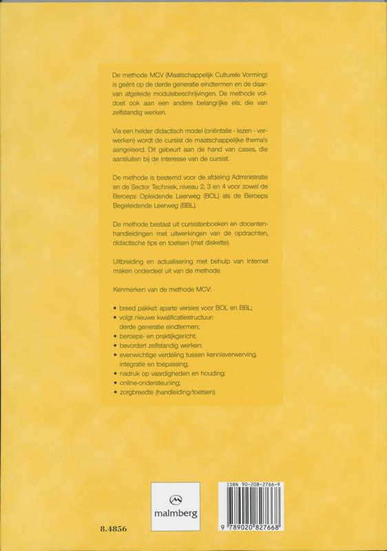 Achterkant van Cursistenboek 1