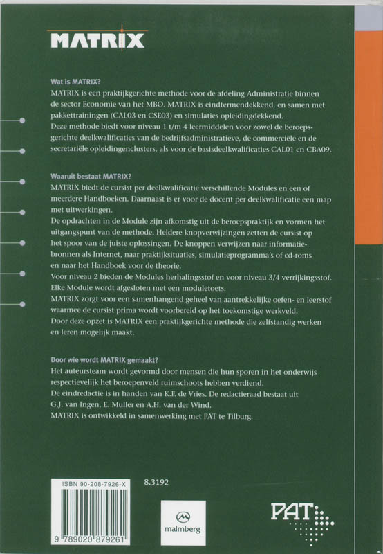 Achterkant van Handboek