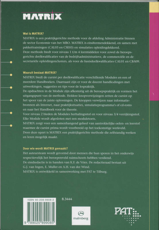 Achterkant van Handboek