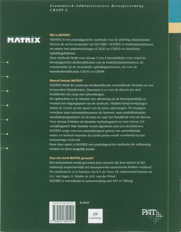 Achterkant van Moduleboek