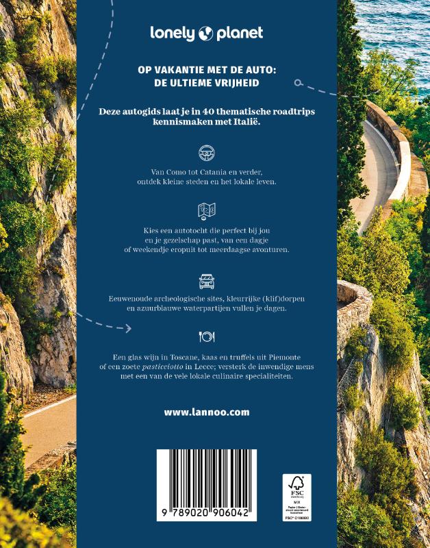 Achterkant van Lonely Planet autogids Italië