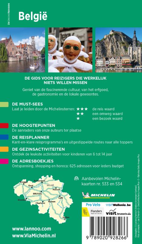 Achterkant van Michelin Reisgids België