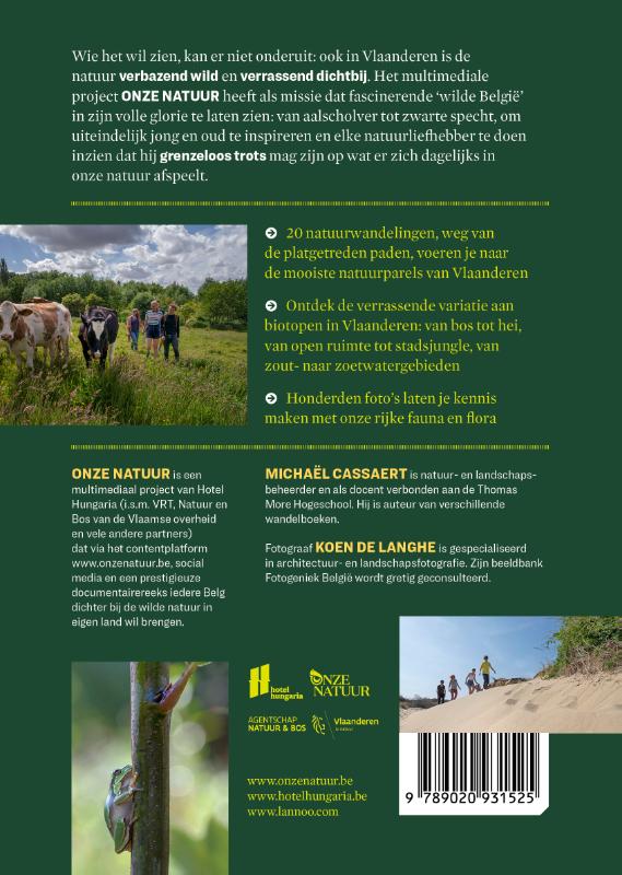 Achterkant van Wandelboek Onze Natuur Vlaanderen