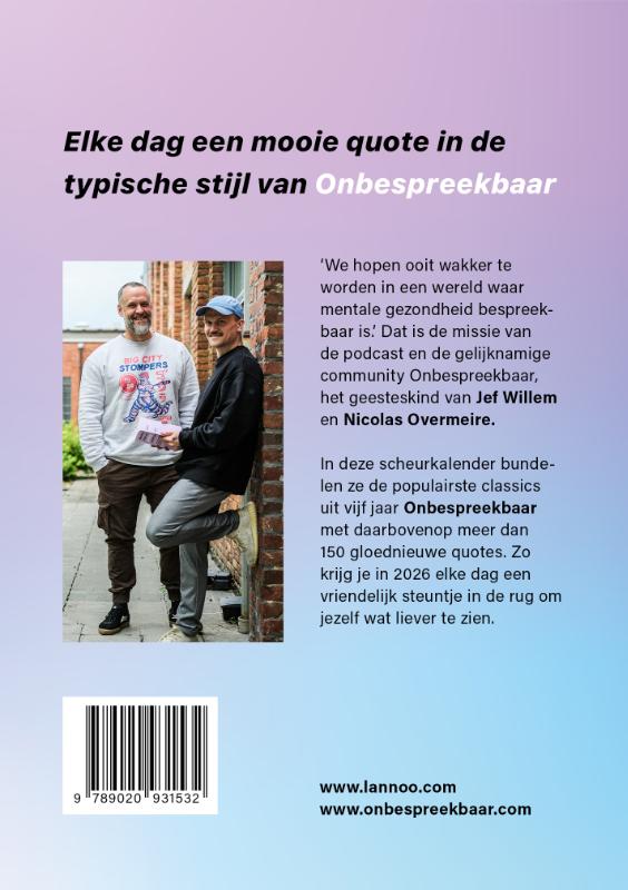 Achterkant van Onbespreekbaar Scheurkalender 2026