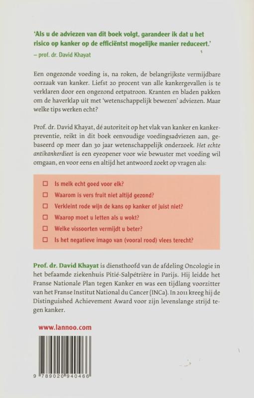 Achterkant van Het echte anti-kankerdieet