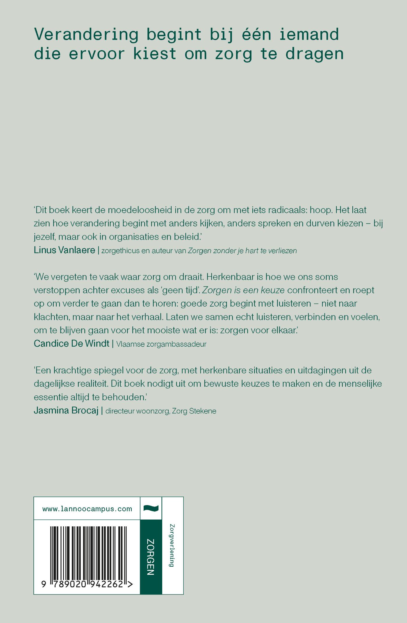 Achterkant van Zorgen is een keuze