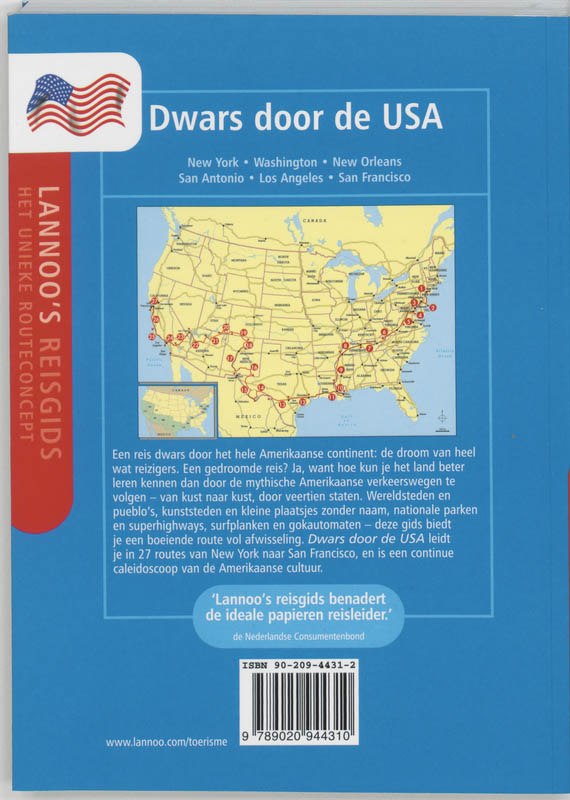 Achterkant van Dwars door de USA