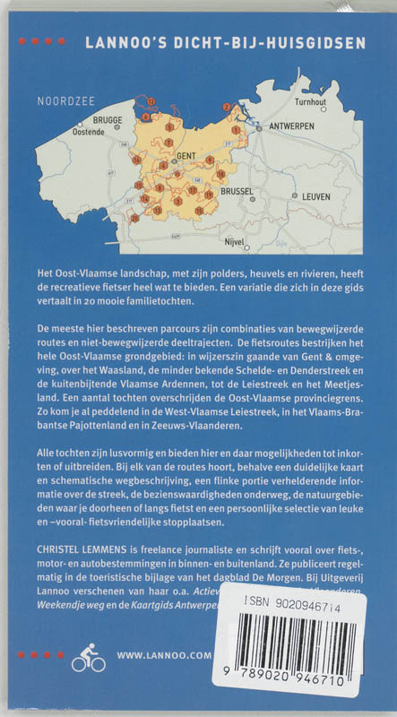 Achterkant van Fietsgids Oost-Vlaanderen