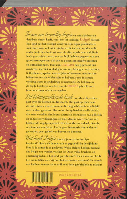 Achterkant van Een geschiedenis van Belgie