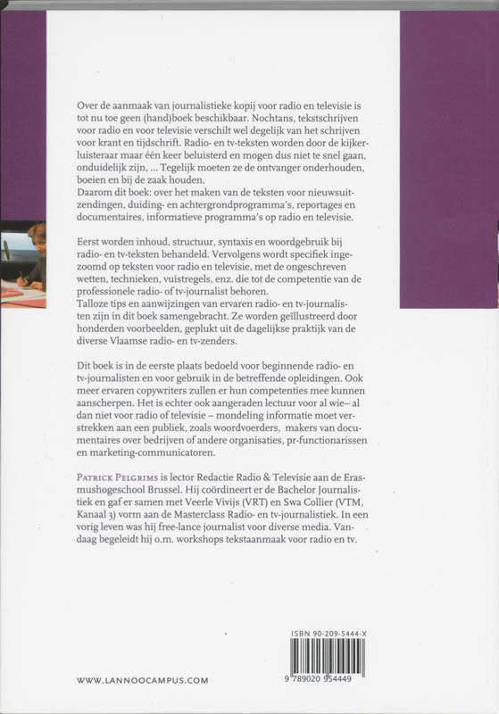 Achterkant van Journalistieke radio en TV teksten