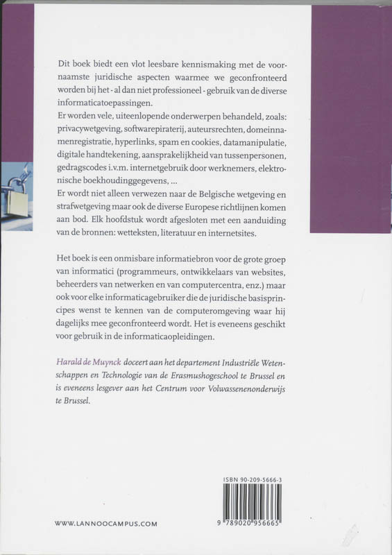 Achterkant van Informatica : juridische aspecten