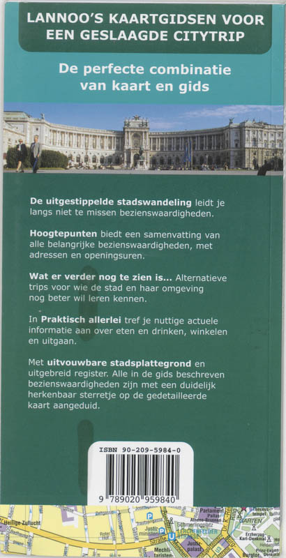 Achterkant van Kaartgids Wenen + plattegrond