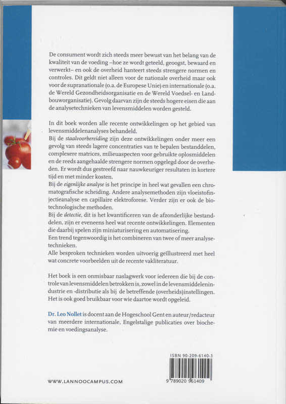 Achterkant van Analysemethoden voor voeding