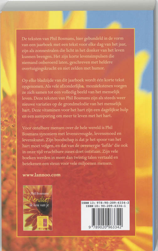 Achterkant van Menslief, ik wens je vrede en alle goeds