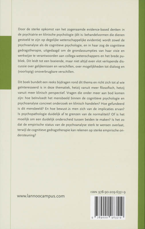 Achterkant van Psychoanalyse, cognitieve psychologie en evidence-based medicine