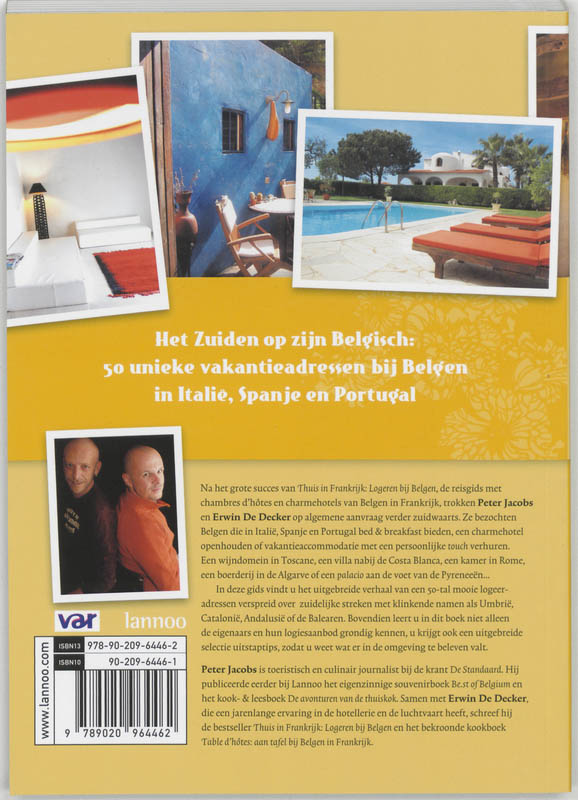 Achterkant van Logeren bij Belgen in Italie, Spanje en Portugal