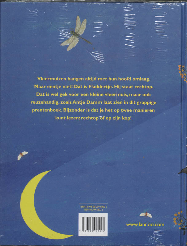 Achterkant van Fladdertje op zijn kop
