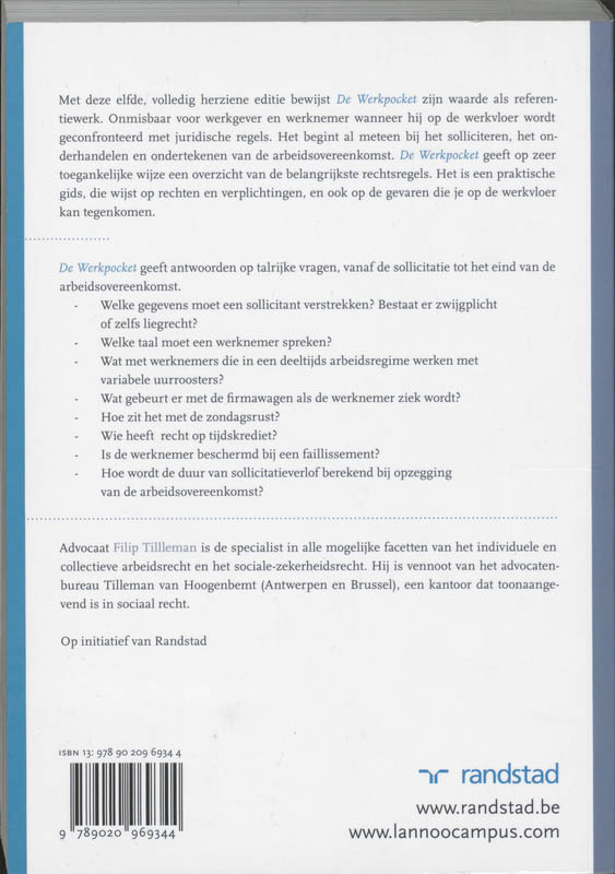 Achterkant van De werkpocket
