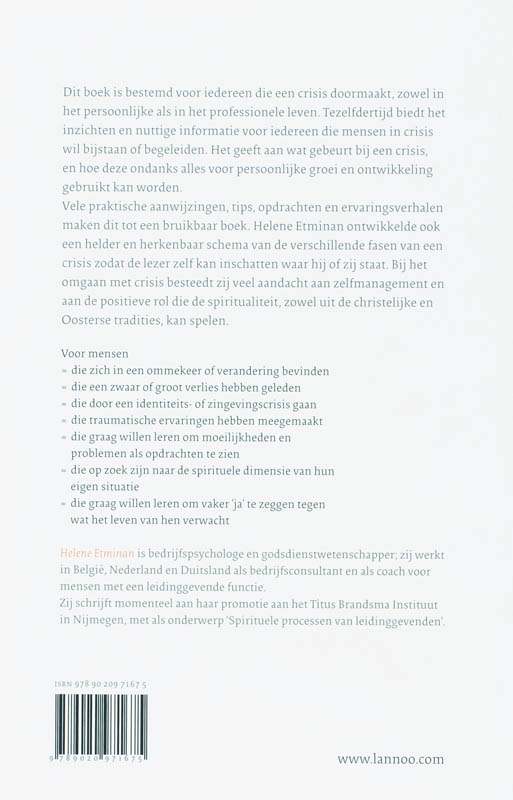 Achterkant van Crisis en spiritualiteit