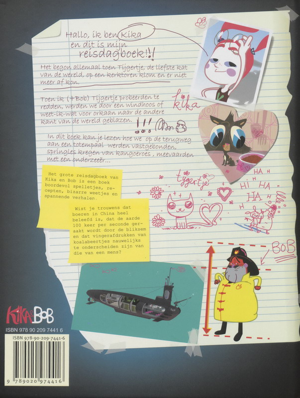 Achterkant van Het grote reisdagboek van Kika en Bob