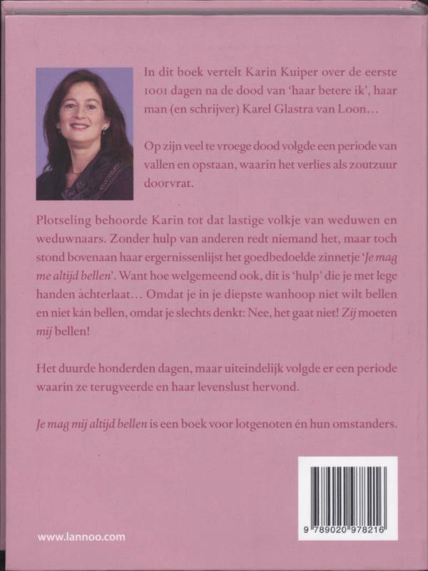 Achterkant van Je mag me altijd bellen