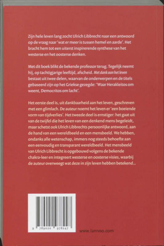Achterkant van Met dank aan het leven