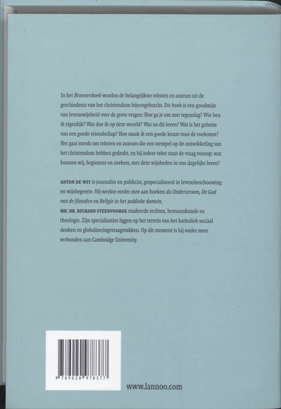 Achterkant van Bronnenboek Christendom