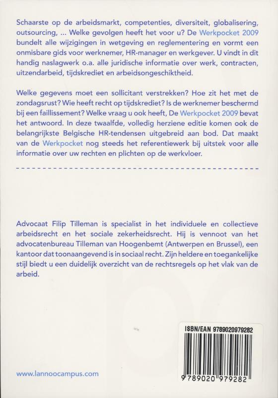 Achterkant van Werkpocket 2009