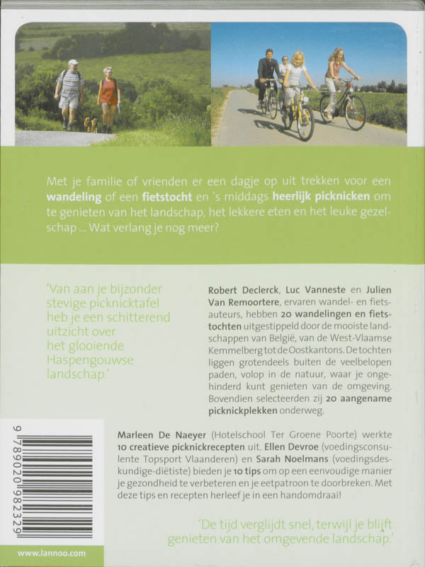 Achterkant van 20 x wandelen, fietsen en picknicken