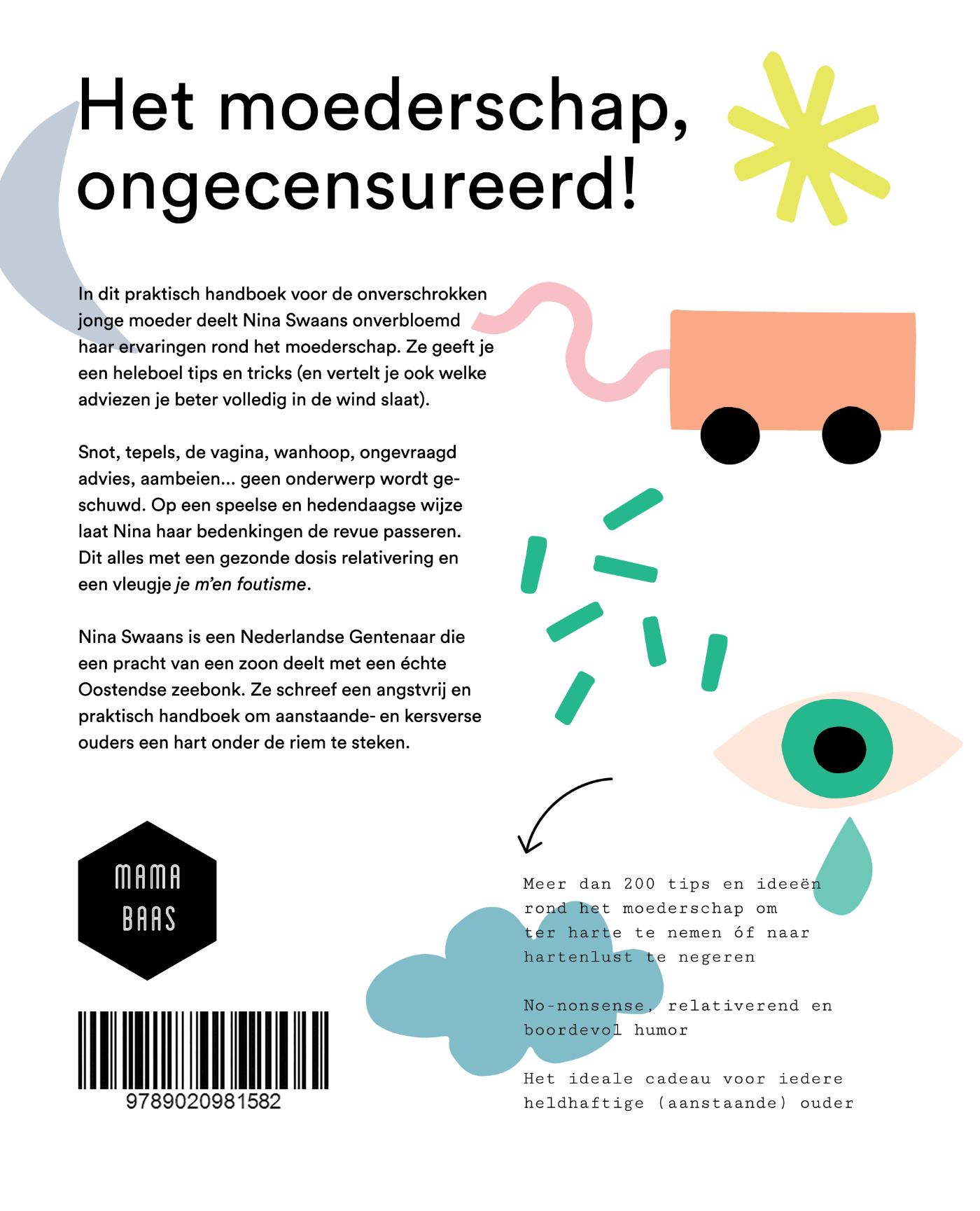 Achterkant van Het moederschap met twee vingers in de neus en een middelvinger in de lucht