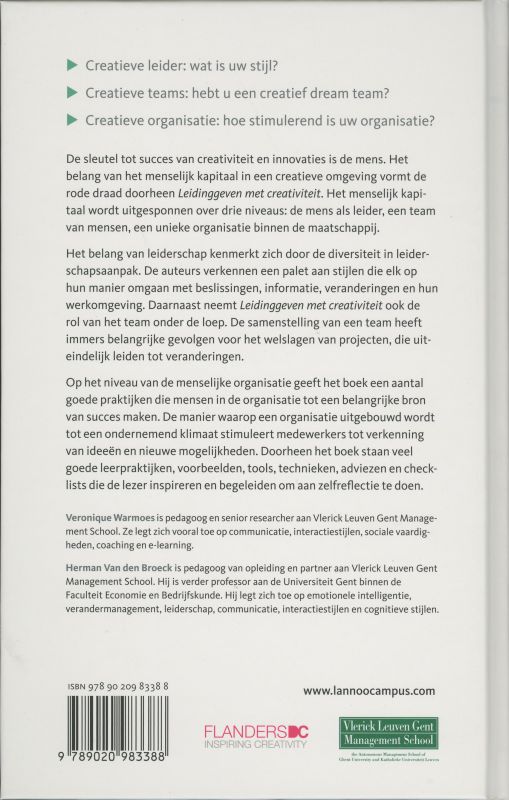 Achterkant van Leidinggeven met creativiteit