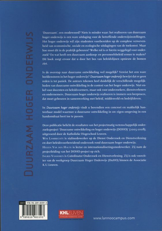 Achterkant van Duurzaam hoger onderwijs