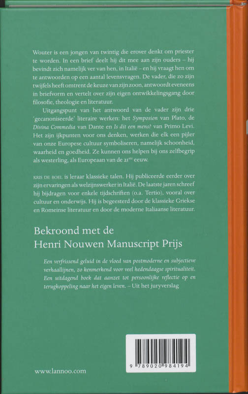 Achterkant van Brieven aan mijn zoon