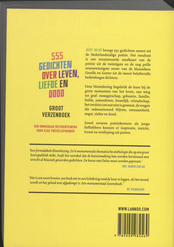 Achterkant van Groot verzenboek