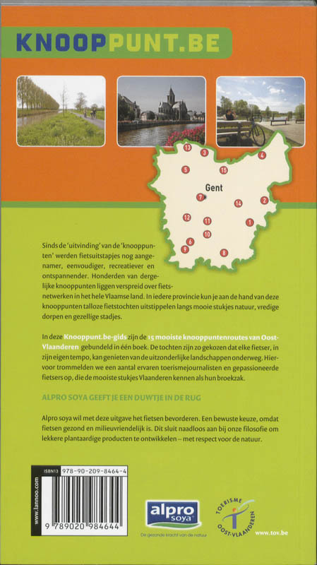 Achterkant van Fietsgids Oost-Vlaanderen