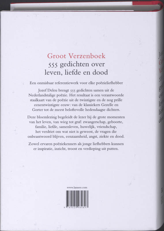 Achterkant van Groot verzenboek