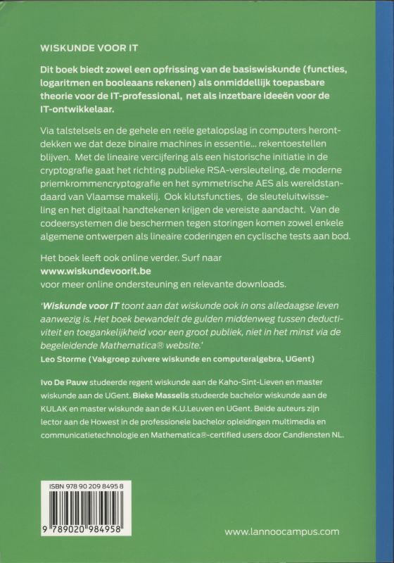 Achterkant van Wiskunde for IT