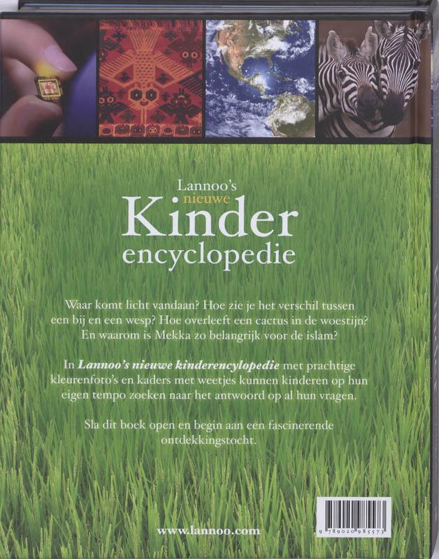 Achterkant van Lannoo's nieuwe kinderencyclopedie