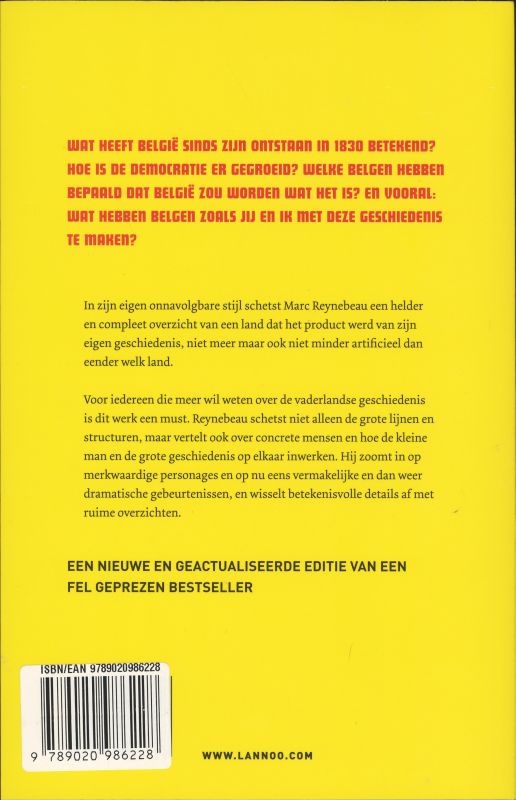 Achterkant van Een geschiedenis van Belgie