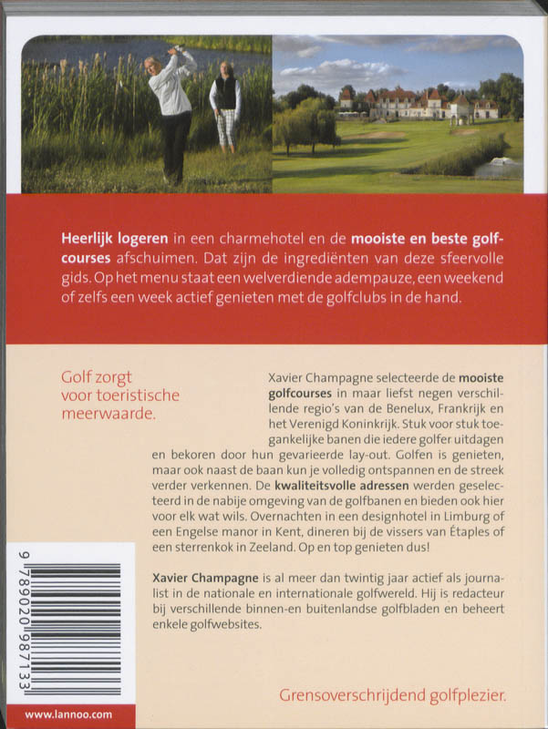 Achterkant van 20 x golfen, logeren & genieten