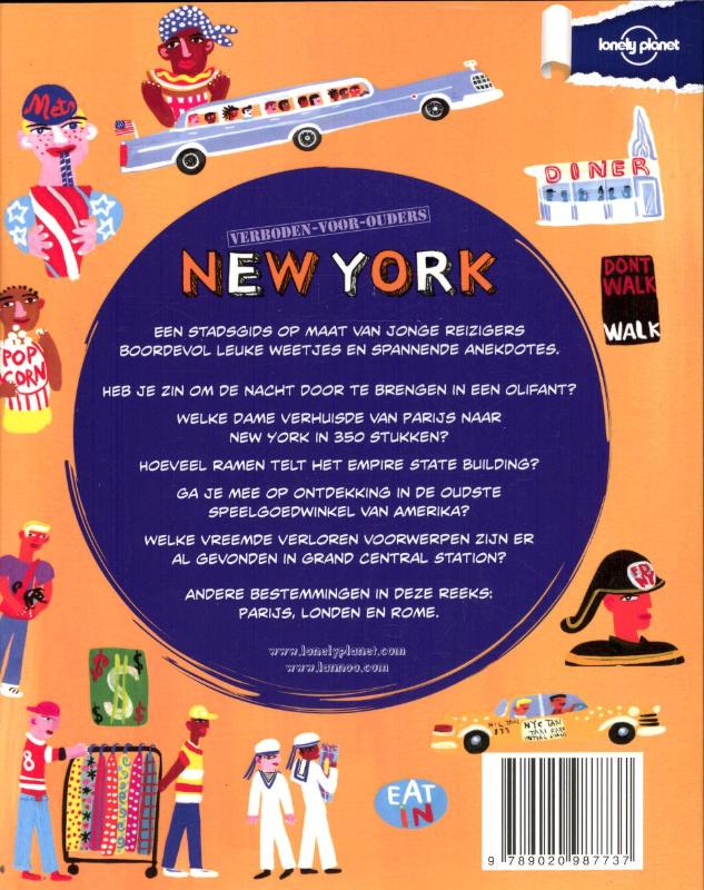 Achterkant van Lonely planet verboden voor ouders New York