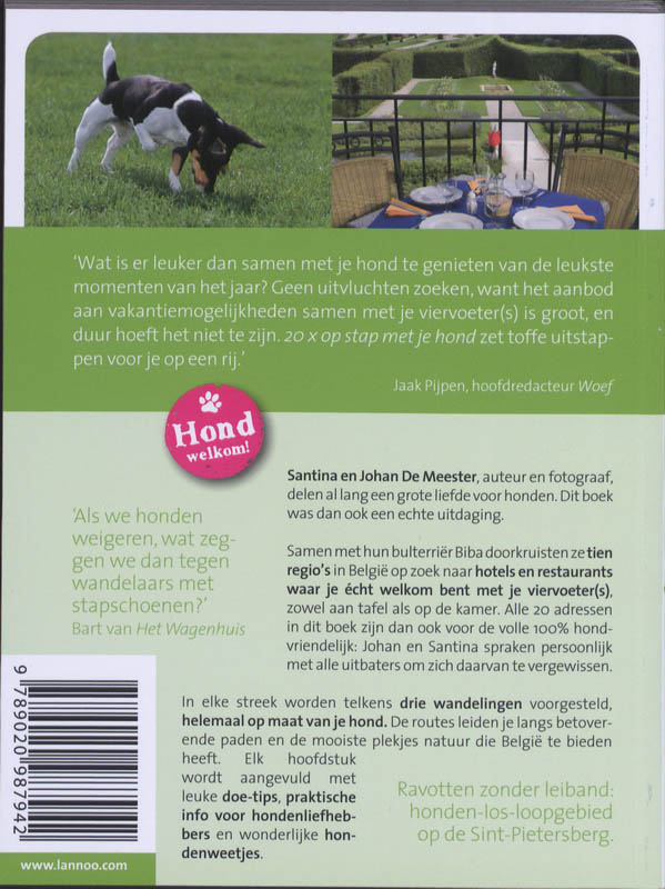 Achterkant van 20x Op stap met je hond in Belgie