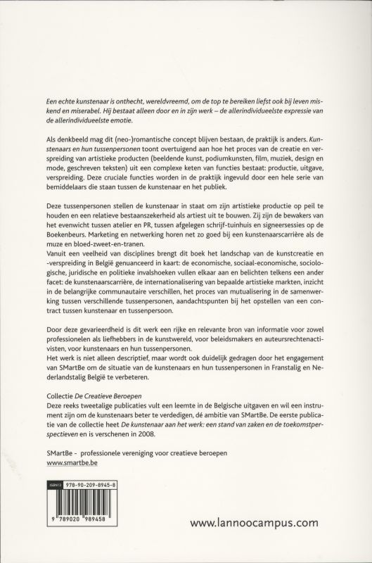 Achterkant van Kunstenaars en hun tussenpersonen