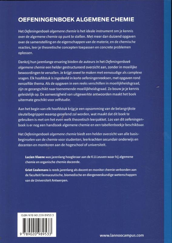 Achterkant van Oefeningenboek algemene chemie