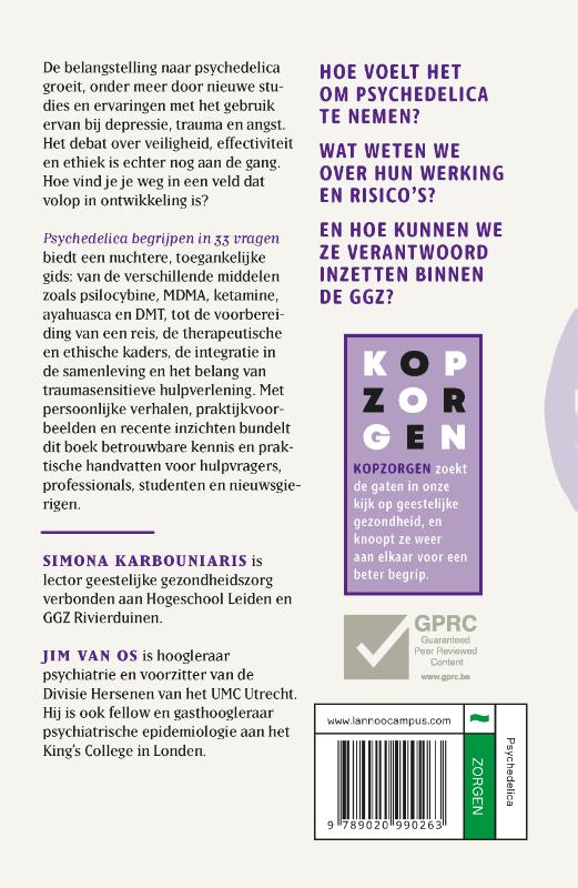 Achterkant van Kopzorgen. Psychedelica begrijpen