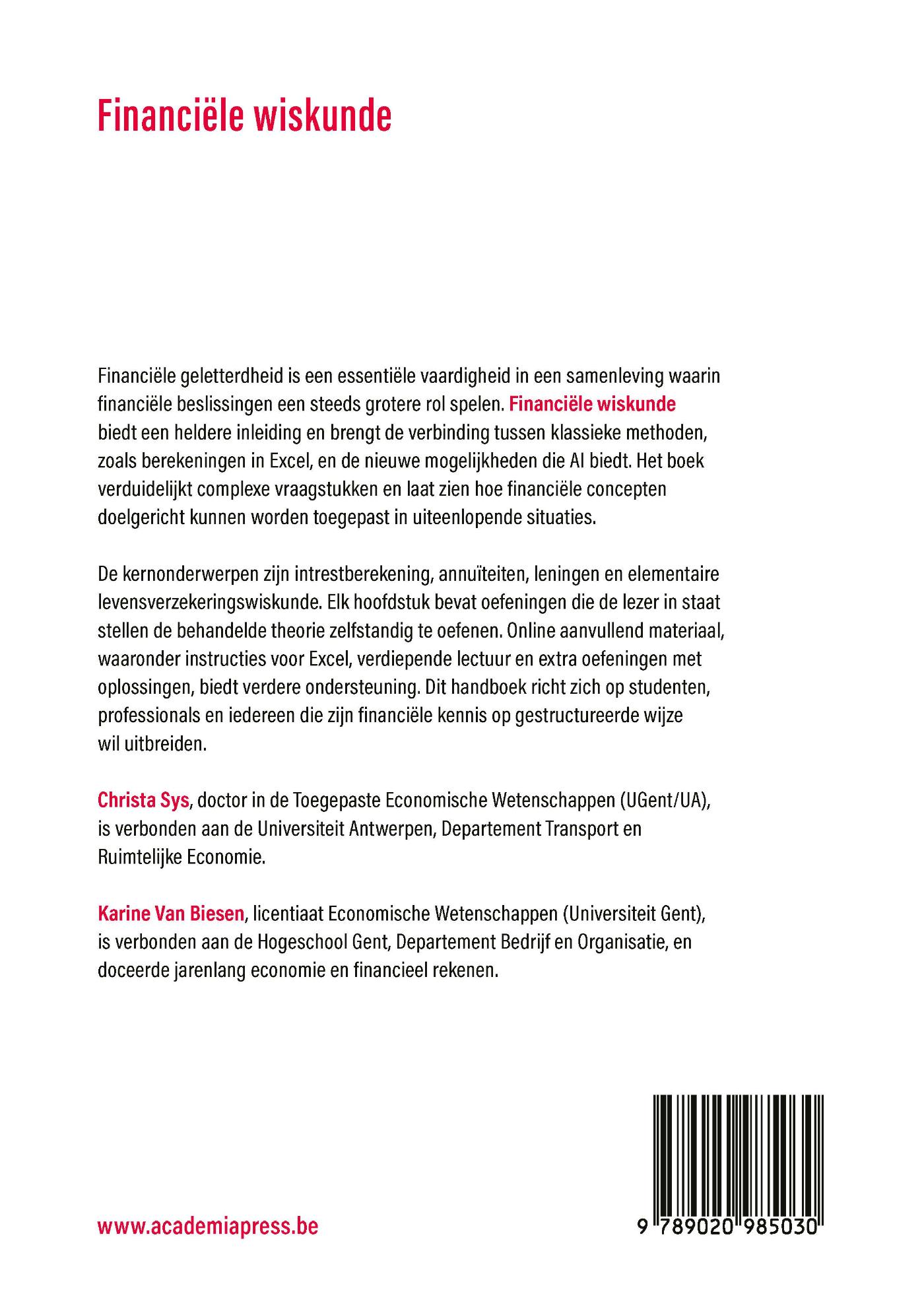 Achterkant van Financiële wiskunde