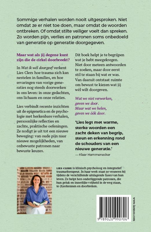 Achterkant van Wat ik wél doorgeef
