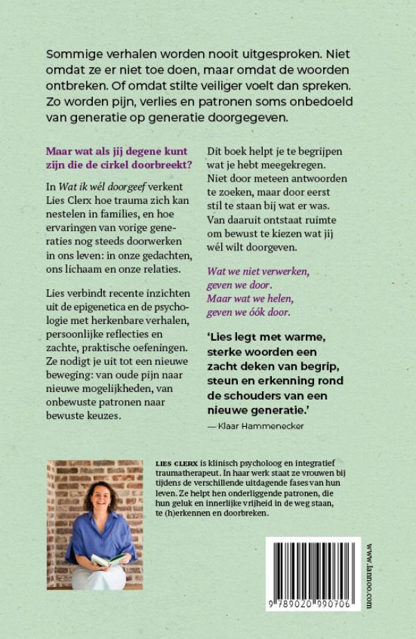 Achterkant van Wat ik wél doorgeef