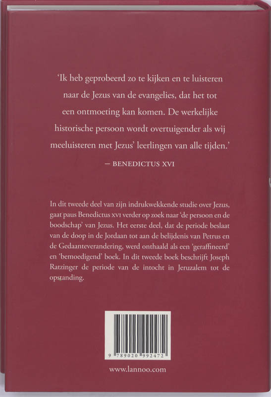 Achterkant van Deel 2: van de intocht in Jeruzalem tot de opstanding
