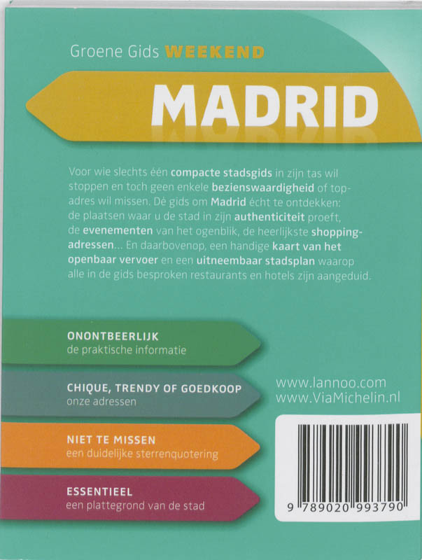 Achterkant van Groene gids weekend Madrid